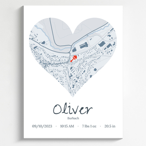 Heart-Shaped Baby Birth Map: Personalize for Your New Arrival