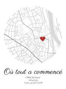 Carte personnalisée ronde - "Là où tout a commencé"