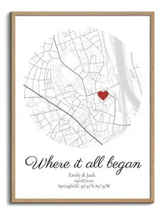 Personalized Map: Celebrate Your Love Story with a Unique, Custom Design