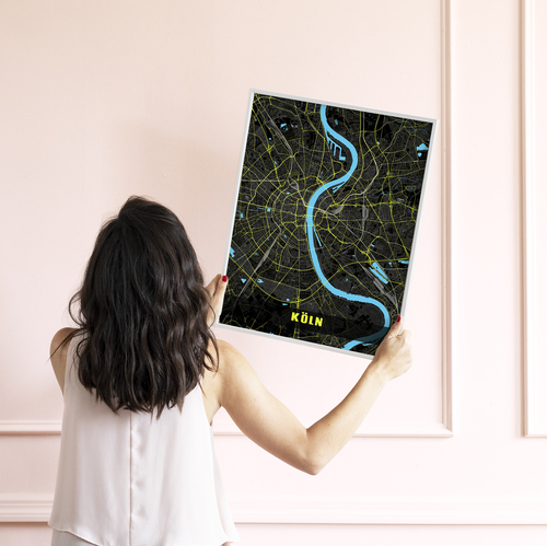 Custom Cologne City Map: Neon Night Style for Your Unique Touch