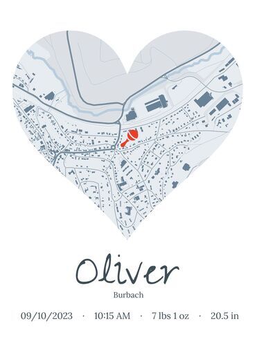 Heart-Shaped Baby Birth Map: Personalize for Your New Arrival