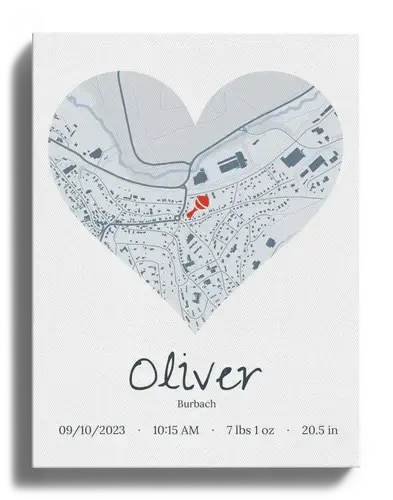 Heart-Shaped Baby Birth Map: Personalize for Your New Arrival