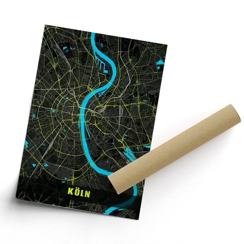Custom Cologne City Map: Neon Night Style for Your Unique Touch