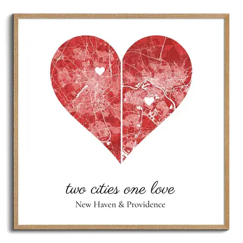 Heart Map: Two Cities, One Love - Personalize Your Relationship's Key Places