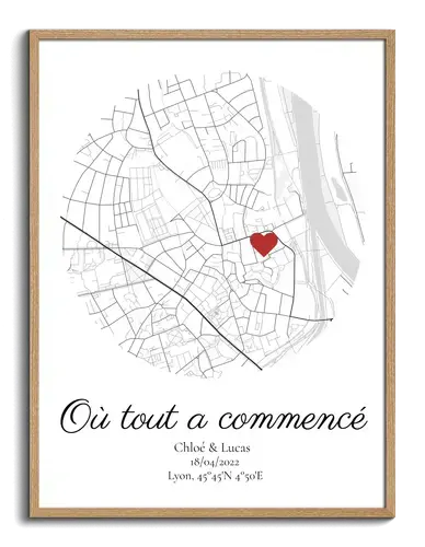 Carte personnalisée ronde - "Là où tout a commencé"