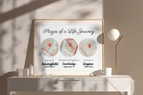 Life Journey Personalized Map Poster