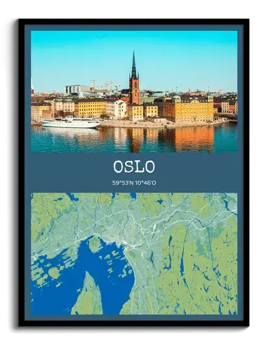 City Photo Map Poster with Coordinates