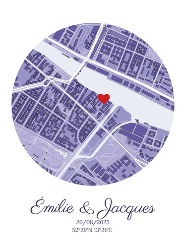 Carte de Lieu de Mariage Personnalisée - Poster Unique pour Jeunes Mariés