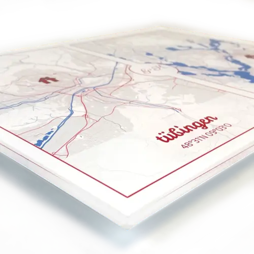 City map on acrylic glass: Close-up with wall mount
