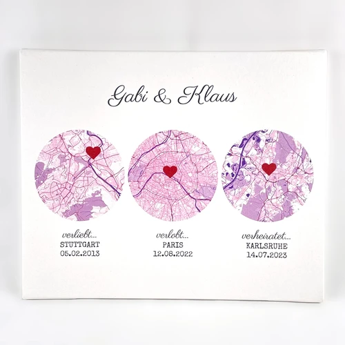 Personalized city map on canvas: Wall